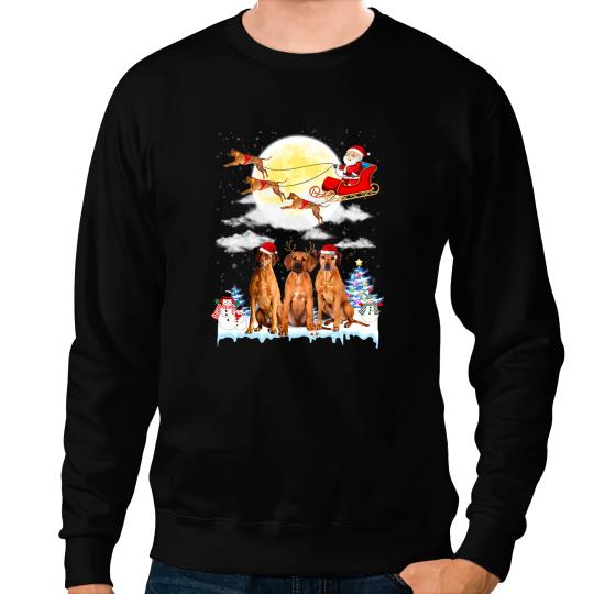 Rhodesian Ridgeback Funny Reindeer Christmas Moon Santa Dog Sweatshirts