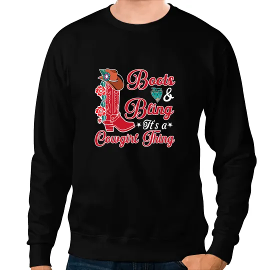 Cowgirls Boots Bling Southern Western Country Girl Music Sweatshirts