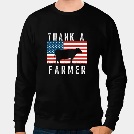 Cattle Cow Thank A Farmer American Farmers Homesteader Daisy Cattle Sweatshirts