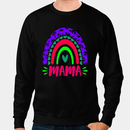 Mama Life Leopard Rainbow Cheetah Print Mom Graphic Sweatshirts