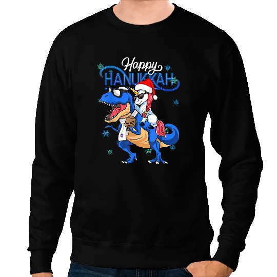 Dinosaur Dino Unicorns Pony Happy Hanukkah TRex Jewish Unicorns Merry Christmas 0 79 Sweatshirts