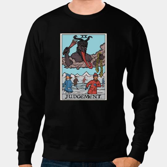 Krampus Judgement Tarot Card Funny Christmas Parody Witch Sweatshirts