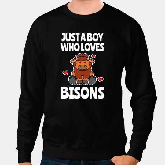 Cattle Cow Just A Boy Who Loves Bisons Buffalo Farmer Animal Cow Nature Sweatshirts