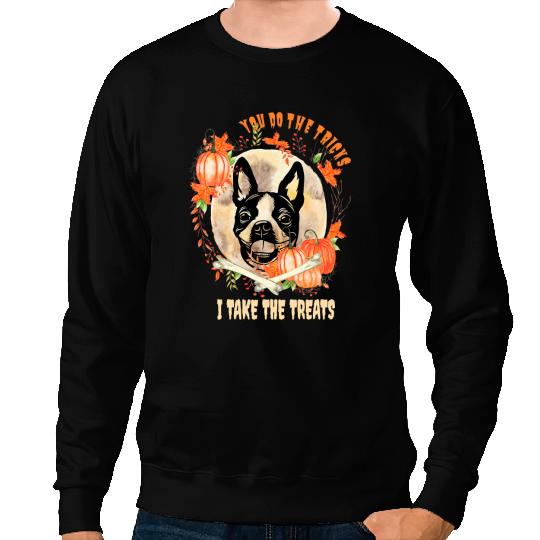 Dog Boston Terrier Owner Halloween Pumpkin Humor Funny587 Sweatshirts