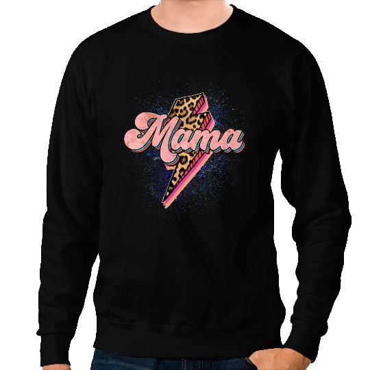 Mama Lightning Bolt Leopard Cheetah Print Mothers Day 7 Sweatshirts