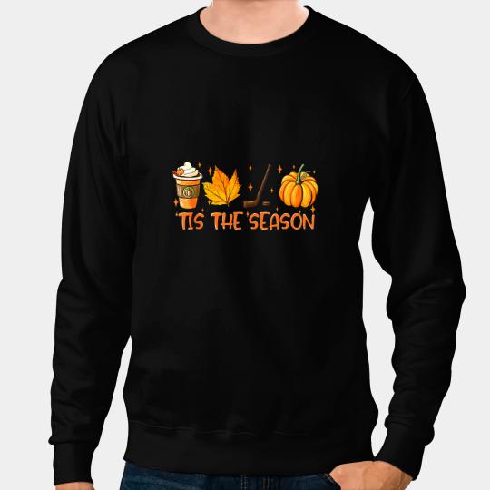 Hockey Gift Pumpkin Latte Tis The Season Fall Coffee Thanksgiving Hockey Sweatshirts