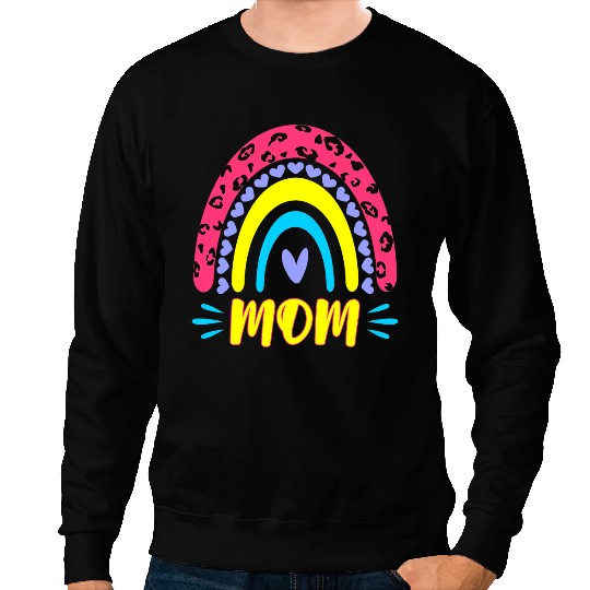 Leopard Rainbow Cheetah Print Mommy Graphic Mom Life Sweatshirts