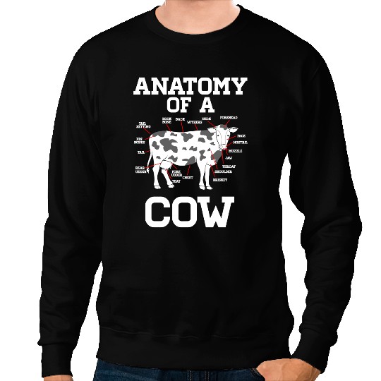 Cattle Cow Anatomy of A cow Bovine Chart Milk Lover Design funny Cow Daisy Cattle Sweatshirts