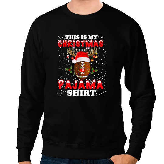 Football Gift This Is My Christmas Pajama Football Christmas Light 127 Sweatshirts