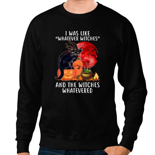 black cats Paws The Witches Whatevered Red Moon Halloween Sweatshirts