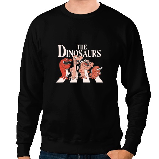 Dinosaur Dino 4 Dinosaurs Walking Across A Crosswalk Over The Abbey Road Sweatshirts
