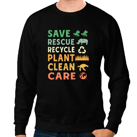 Cool Recycle Reuse Renew Rethink quote Earth Day Environment 4 Sweatshirts