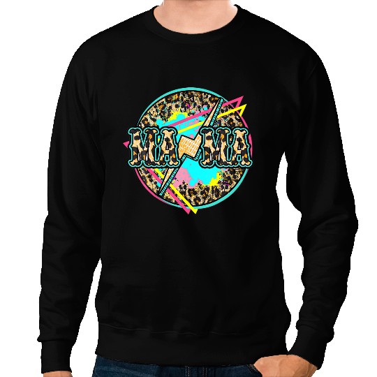 Mama Lightning Bolt Leopard Cheetah Mom Western Mothers Day Sweatshirts