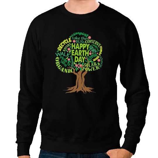 Happy Earth Day Cute Tree Drawing Illustration Save Earth Sweatshirts