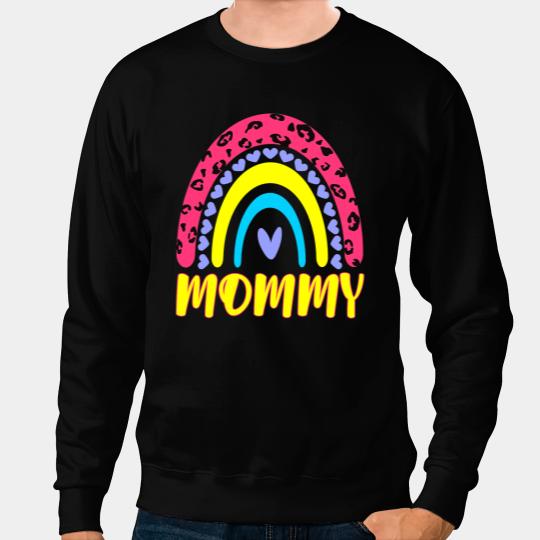 Leopard Rainbow Cheetah Print Mom Graphic Mommy Life Sweatshirts