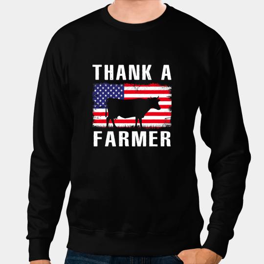 Cattle Cow Thank A Farmer Patriotic Daisy Cow American Flag 4th of July 77 Sweatshirts