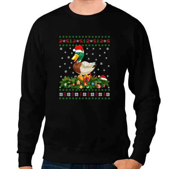 Duck Gift Mallard Duck Lover xmass Santa Hat Ugly Mallard Christmas 186 Sweatshirts