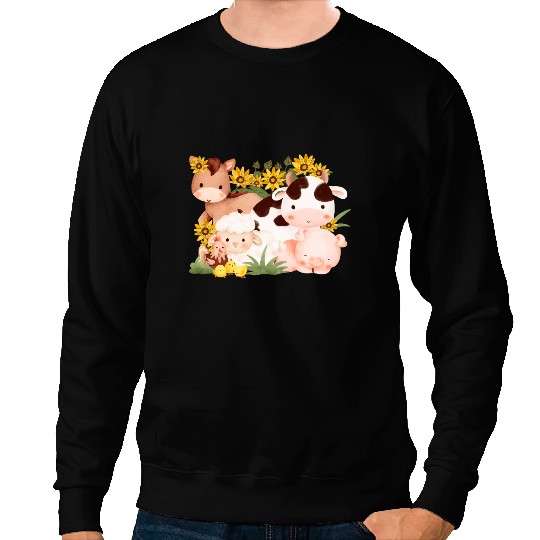Chicken Poultry Sheep Lamb Kids Farm Animals Chicken Sheep Cow Pig 589 Sweatshirts