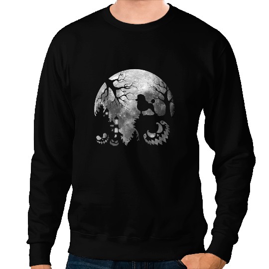 Standard Poodle Dog Moon Howl in Forest Halloween Costume Sweatshirts