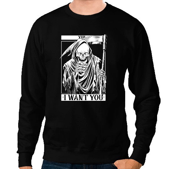 Blackcraft the Grim Reaper Wants you Death Tarot Card XIII 21 Sweatshirts