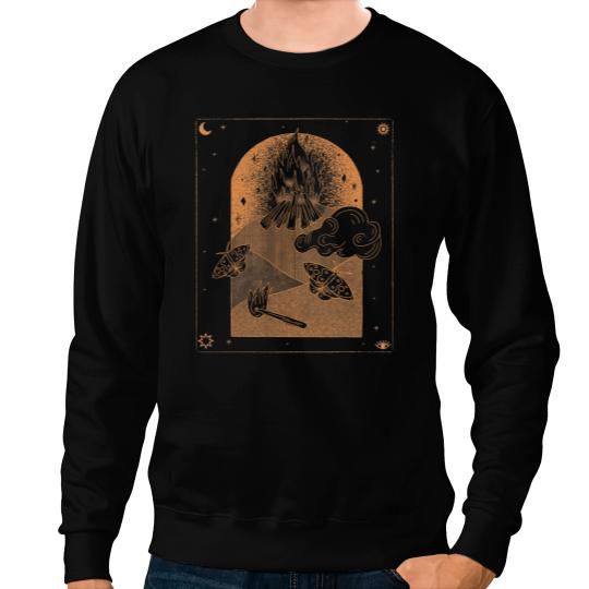 Luna Moth Witch Vibes Sun Moon Clouds Tarot Card Aesthetic Sweatshirts