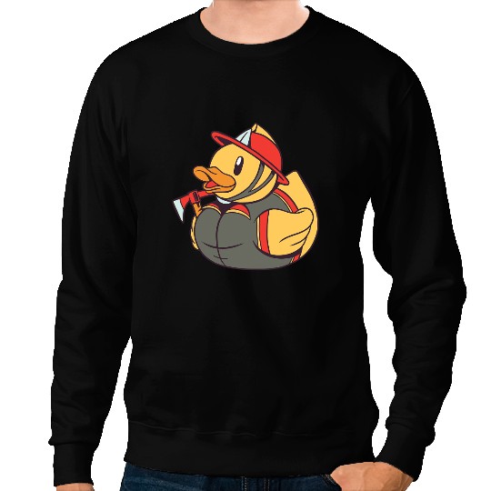 Duck Gift Fireman Firefighter Cute Rubber Ducky Fireman Firefighter Duck Toy Kids Firemen Sweatshirts