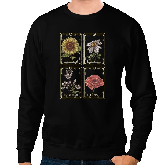 Sunflower Daisy Poppy Buckwheat Tarot Box Up Sweatshirts