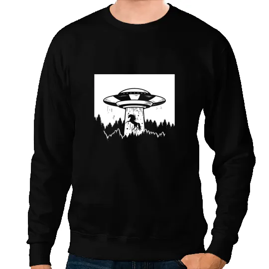 Unicorns Aliens Unicorns in a Ufo Alien Area 51 Spacecraft Abduction Lover Sweatshirts