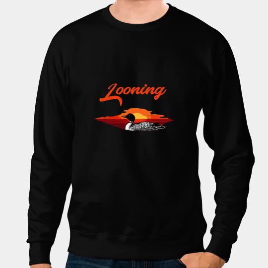Looning Birding Loon Aquatic Birds Bird Watching sunset Sweatshirts