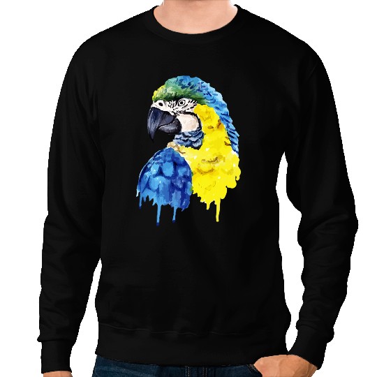 Macaw Parrot Watercolour Painting Drawing Bird Lover Sweatshirts