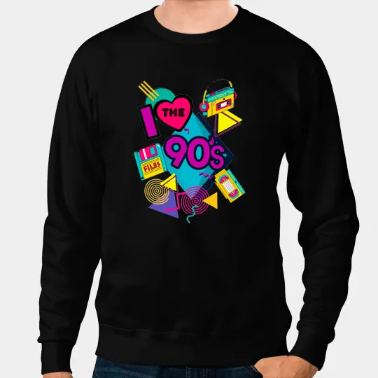 i love 90s cassette music tape 1990s vibe Sweatshirts