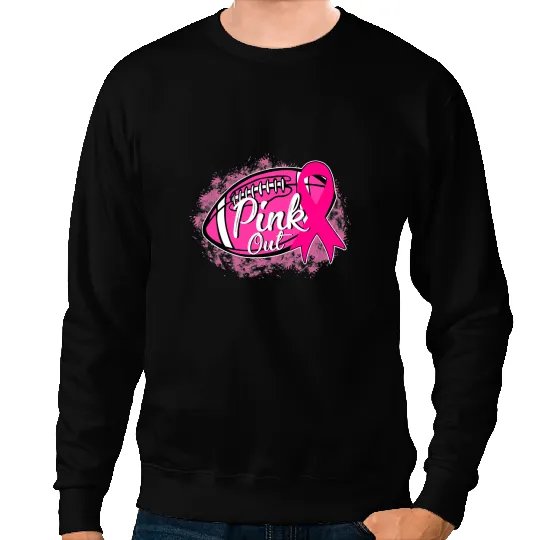 Football Gift Breast Cancer Ribbon Pink Out Football Pink Ribbon Bleached 300 Sweatshirts