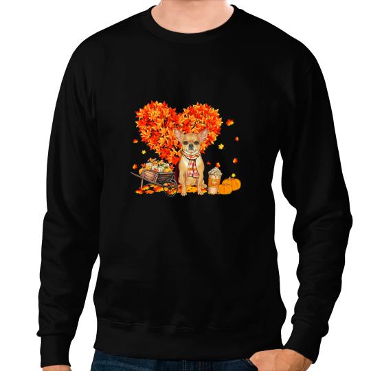 Chihuahuas Autumn Tree Fall Leaves Pumpkin Dog Lover 38 Chihuahua Dog Sweatshirts