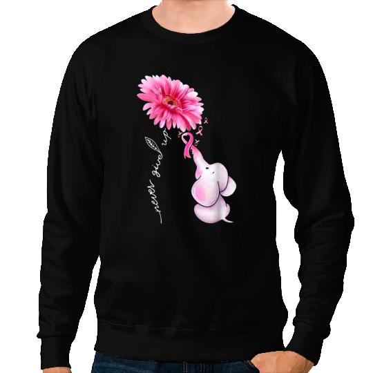 Elephants Lover Breast Cancer Elephant Never Give Up Sweatshirts