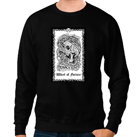 Tarot Card Wheel of Fortune Skull Goth Magic Occult Sweatshirts
