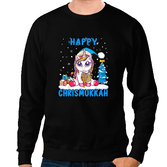 Unicorns Lover Pony Jewnicorn Funny Hanukkah Unicorns Pajamas Girl Women 0 Sweatshirts