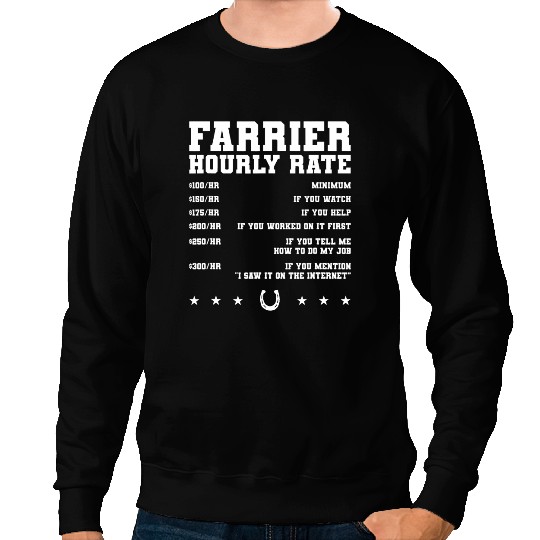 Funny Horse Farrier Hourly Rate Blacksmith Horseshoe Forge Sweatshirts