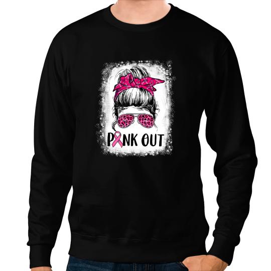 Football Gift Breast Cancer Bleached Pink Out Football Mom Pink Breast Cancer Sweatshirts