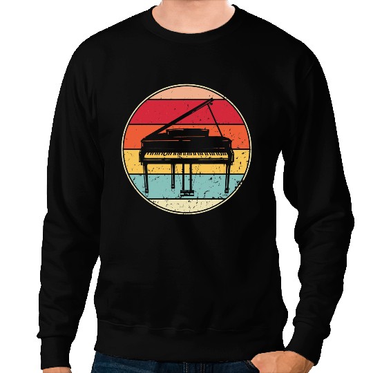 Piano Music vintages Piano Retro Piano Player Silhouette Classical Music Sweatshirts