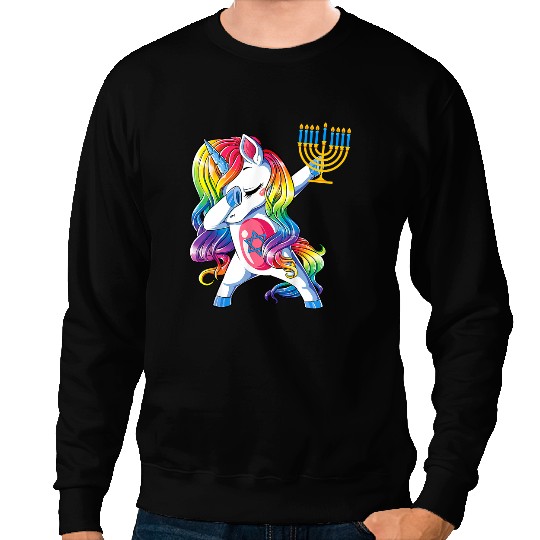 Unicorns Lover Pony Jewnicorn Funny Hanukkah Unicorns Girls Women Pajamas 6 Sweatshirts