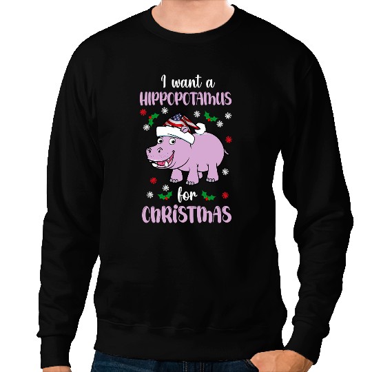Hippo Gift A Hippopotamus For Christmas xmass Hippo 46 Sweatshirts