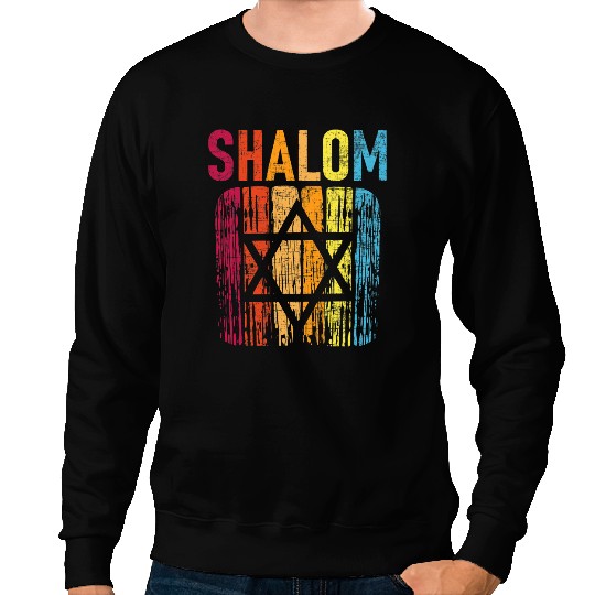 Shalom Retro Star Of David Jewish Peace Hebrew Israelites Sweatshirts