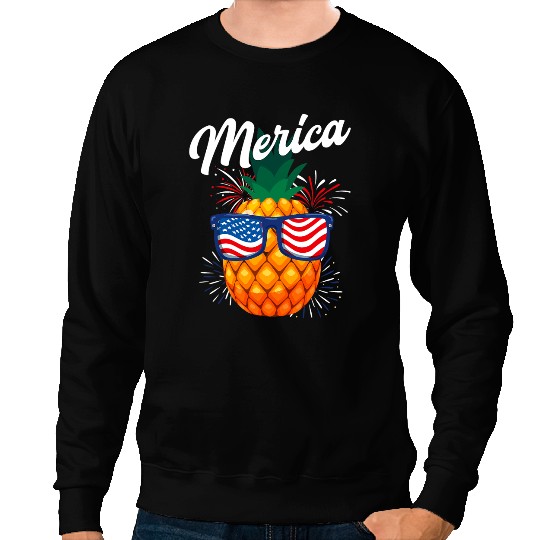Merica pineapples 4th Of July Summer Hawaiian Usa Sunglasses Sweatshirts