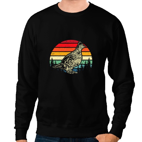 Mens Retro Ruffed Grouse Bird Hunting Birding Hobby Gifts Sweatshirts