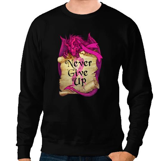 Dragon Animals BC Breast Cancer Dragon Never Give Up Cancer Sweatshirts