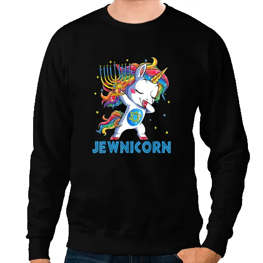 Unicorns Lover Pony Jewnicorn Hanukkah Unicorns women girls 8 Sweatshirts