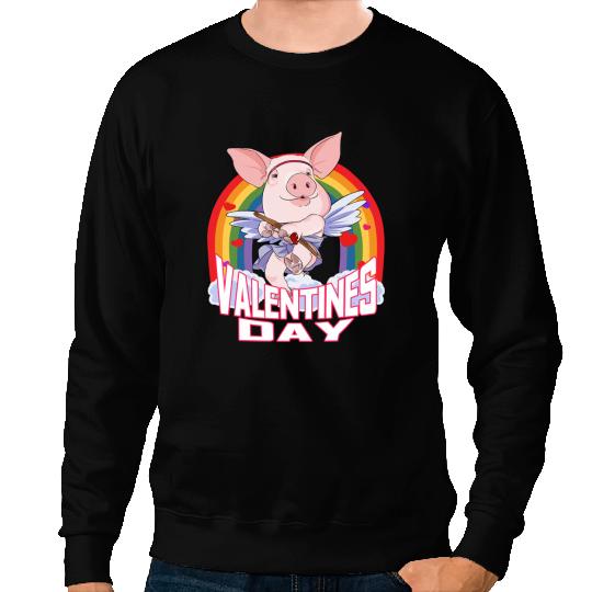Pig Valentines Day Pig Cupid 369 cattle Piggy Sweatshirts