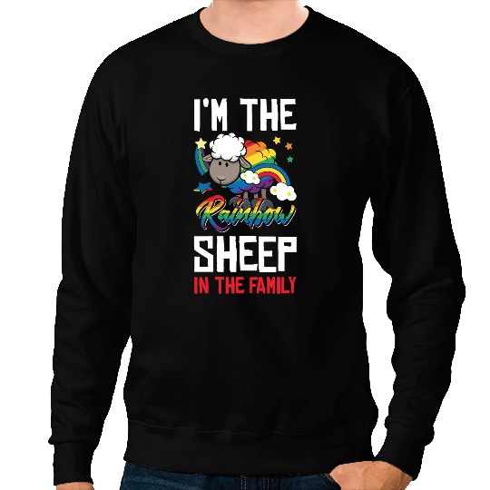 Sheep Lamb LGBT Pride Rainbow Sheep Family394 Gay LGBTQ Ewe Sheeps Sweatshirts