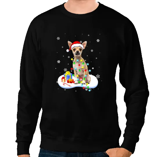 Chihuahuas Christmas Light Dog Dad Dog Mom 477 Chihuahua Dog Sweatshirts