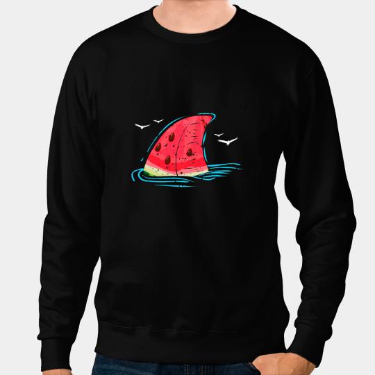 Ocean Shark Fish Fin Watermelon Melon Summer Tropical Fruit Sweatshirts